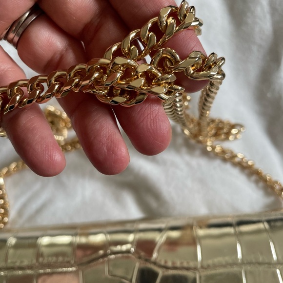 Michael Kors Gold Crocodile Embossed Chain Bag-worn once!